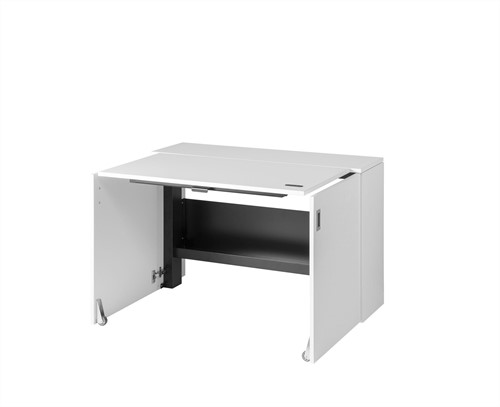 HomeFit© ergonomisch zit/sta bureau opgeborgen in een kastje. Elektrisch verstelbaar 68-118cm - wit -2
