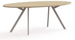 Huislijn Bridge vergadertafel ellipsvorm 380x180cm, rechthoekige poot zwart, vaste hoogte 75cm