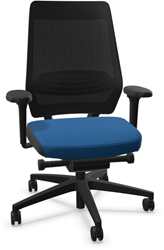 Interstuhl JOYCEis3 bureaustoel - Zitting blauw ER22 en rug zwart - JC2N1 Netweave - 4D-NPR