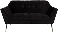 DutchBone Sofa Kate, 2-zits 100% polyester fluweel, zwart gepoedercoat ijzeren poten met messing - black