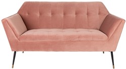 DutchBone Sofa Kate, 2-zits 100% polyester fluweel, zwart gepoedercoat ijzeren poten met messing