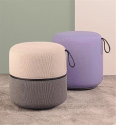 KNOB poef, zithoogte 49cm, diameter 45cm.