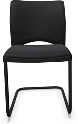 Viasit Linea Bezoekerstoel zitting en rug gestoffeerd in zwart 10/1020, frame slede zwart, zonder armleggers