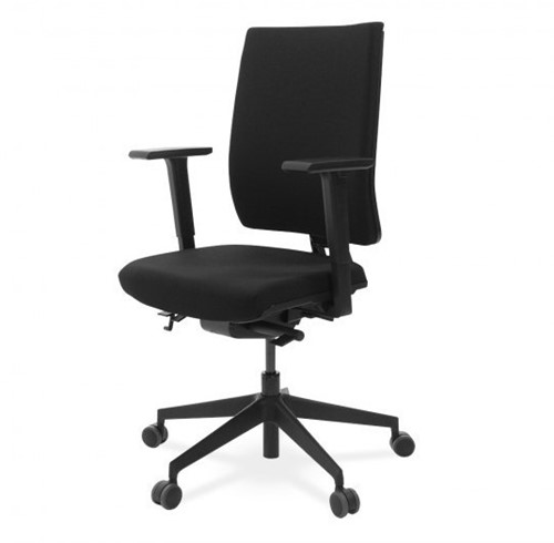 Viasit Lineo bureaustoel inclusief zitdiepte verstelling  - 2D hoogte en breedte verstelbaar - Zwart - zonder verstelbare lendensteun - Gestoffeerd - Zachte wielen - Zonder dynamische zitneig Gestoffeerd - 2D