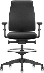 7ven Comfort bureaustoel inclusief voetenring en zithoogte circa 59 - 77 cm, voorzien van synchroontechniek met gewichtsregeling en zitdiepteverstelling, zitting en rug gestoffeerd