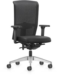 7ven Premium bureaustoel met synchroontechniek, zitting gestoffeerd, rugleuning netbespanning, zitdiepteverstelling en 4D-NPR armlegger
