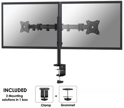 Monitorarm Newstar D135D Black NewStar NeoMounts Flat Screen Desk mount (10-27") desk clamp/grommet