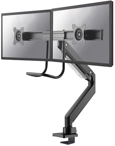 Flatscreenarm Newstar NM-D775DX voor 2 schermen met bureauklem zwart