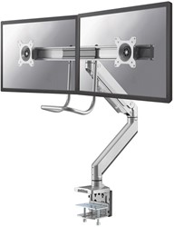 Flatscreenarm Newstar NM-D775DX voor 2 schermen met bureauklem zilver