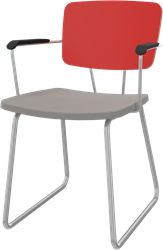 Forza bezoekersstoel met armleggers, hoogte 46cm, met metalen sledeframe, zitting gestoffeerd 5cm dik en rug laminaat