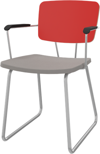 Forza bezoekersstoel met armleggers, hoogte 46cm, met metalen sledeframe, zitting gestoffeerd 5cm dik en rug laminaat