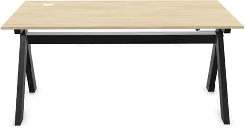 Vepa Piqniq slingerverstelbaar enkel bureau (65-89 cm),  afmeting blad 160x80cm 18mm melamine met bladkleur eiken natuur en onderstel zwart