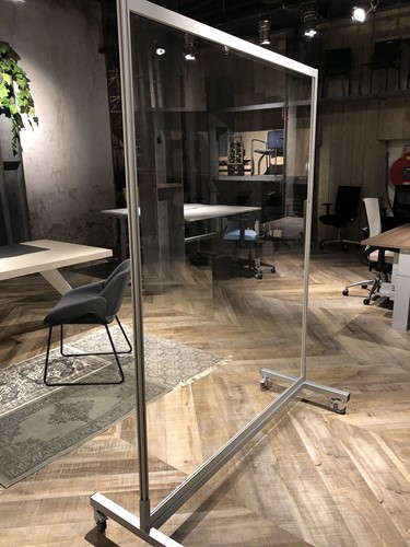 Hygiene vloerwand van acrylglas staand  Hygienescherm