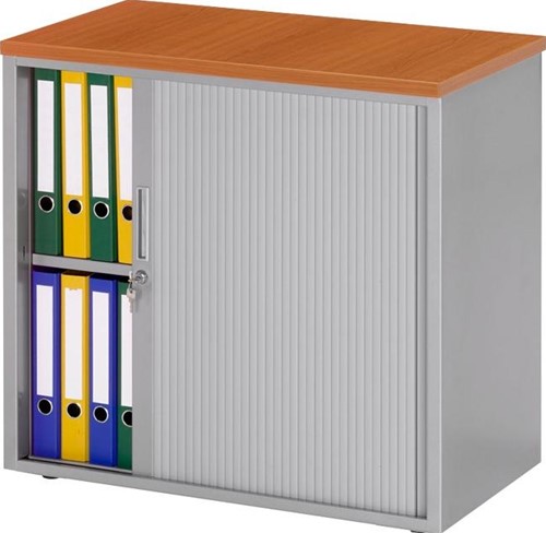 O.O Roldeurkast inclusief 1 legbord, afmeting 72,5x80x43cm, in kleur aluminium met topblad halifax
