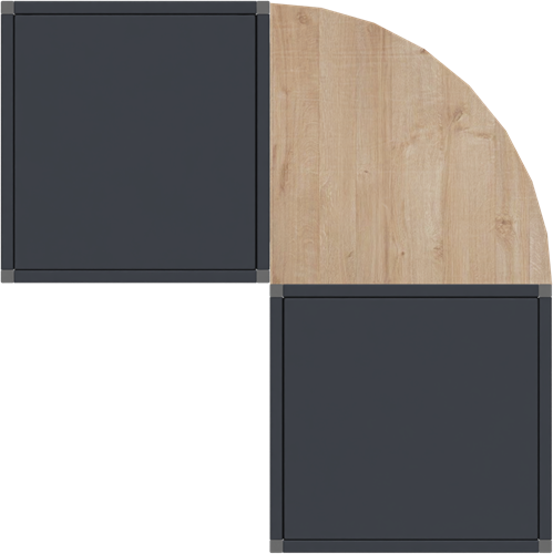 Huislijn Flexwall hoekblad, per stuk, koppelbaar, melamine houtnerfstructuur eiken YT49A, vorm 1/4 rond.-2