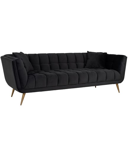 Bank Huxley Velvet, poten brushed gold, kleur Quartz Antraciet 801