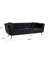 Bank Huxley Velvet, poten brushed gold, kleur Quartz Antraciet 801-3