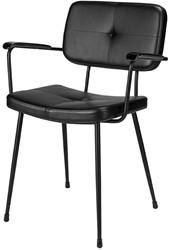 Gerlin stoel, onderstel 4-poots staal mat zwart, rug en zitting omgestoffeerd.