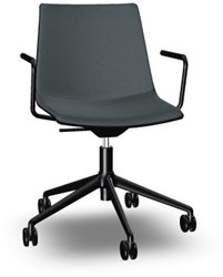 SHUFFLEis1 bureaustoel met gestoffeerde zitting en rugleuning en hoogglans kunststof rugschaal
