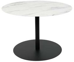 Zuiver Snow side table met 2,5 mm stalen tafelblad met witte marmeren transferfolie en zwart gepoedercoat stalen frame