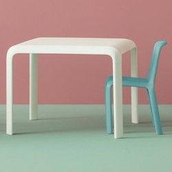 Snow Junior Kindertafel, hoogte 58 cm, polypropyleen kunststof wit, afmeting 80x80cm