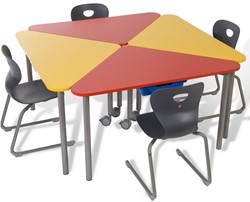 3-poots tafel Twist model driehoek 113x85 cm hoogte 35cm zonder wiel