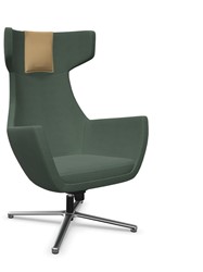 Bejot Umm fauteuil met hoge rug, hoofdsteun en vierteens kruisvoet.