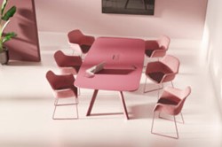 Vepa Contact tafel met stalen poot, tonvormig, vaste hoogte 74 cm