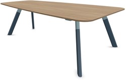Vepa Contact videoconferencingtafel met houten poot, trapeziumvormig, vaste hoogte 74 cm