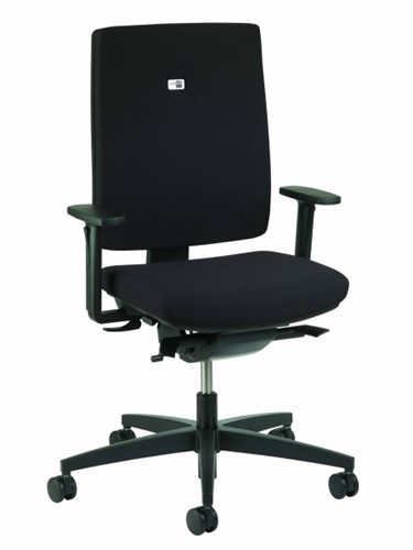 Viasit Linea NPR 1813 bureaustoel stof zwart 10/1020 lumbaalsteun, 4D armleggers en zitdiepteinstelling, onderstel in zwart 