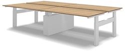 Voortman Hi Tee zit/sta bureautafel Quattro (4 werkplekken), elektrisch verstelbaar 65-130cm, H-poot, incl. hoog/laag bediening en melamine blad