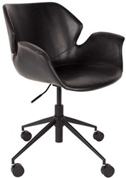 Zuiver Office Nikki stoel. Multiplex schaal vintage PU-lederen bekleding, frame 4-sterren stalen onderstel in zwart met wielen